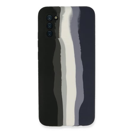 Samsung Galaxy A03s Kılıf Ebruli Lansman Silikon - Siyah-lacivert