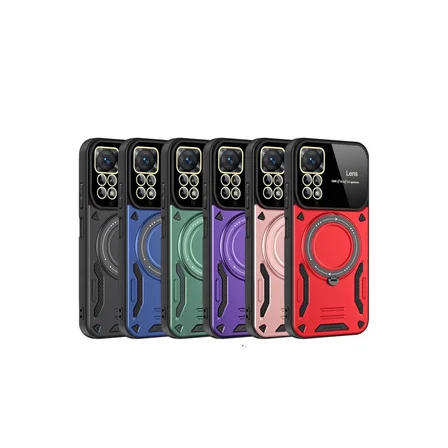 Xiaomi Redmi Note 11 Pro Kılıf Joy Lens Standlı Kapak - Kırmızı