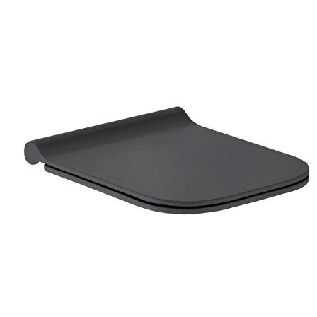Seramiksan Bold Antrasit Kanalsız Duvara Sıfır Klozet Takımı A091030H, Bold Antrasit Duroplast Yavaş Kapak