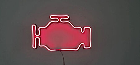 ALPAXA 3D LED Neon Motor Arıza Işığı Şeklinde Duvar Dekoru – Otomotiv Temalı Aydınlatma