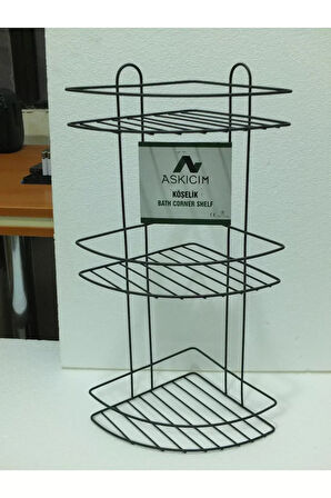 Köşelik Banyo 3 Raflı Siyah Metal 56574