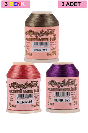 3 Adet Altınbaşak Oya ve Dantel İpi 20 gr - No: 046 - 622 - 229