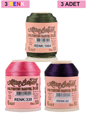 3 Adet Altınbaşak Oya ve Dantel İpi 20 gr - No: 338 - 062 - 1004