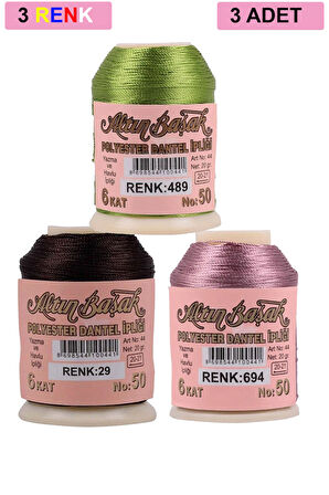 3 Adet Altınbaşak Oya ve Dantel İpi 20 gr - No: 029 - 694 - 489
