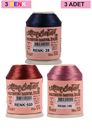 3 Adet Altınbaşak Oya ve Dantel İpi 20 gr - No: 500 - 186 - 028