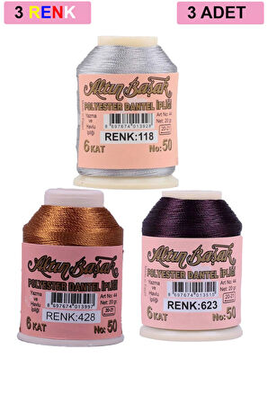 3 Adet Altınbaşak Oya ve Dantel İpi 20 gr - No: 428 - 623 - 118