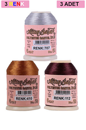 3 Adet Altınbaşak Oya ve Dantel İpi 20 gr - No: 410 - 112 - 707