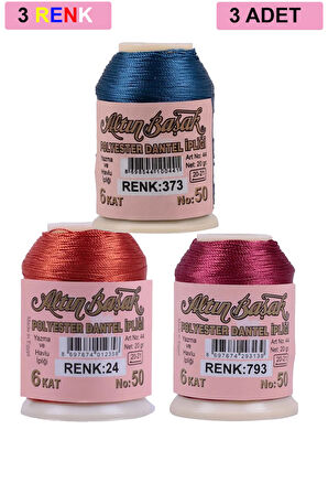 3 Adet Altınbaşak Oya ve Dantel İpi 20 gr - No: 024 - 793 - 373