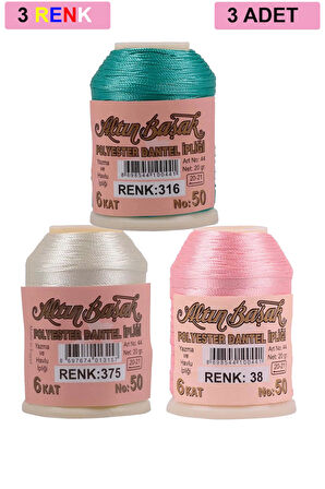 3 Adet Altınbaşak Oya ve Dantel İpi 20 gr - No: 375 - 038 - 316