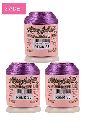 3 Adet Altınbaşak Oya ve Dantel İpi 20 gr - No: 036