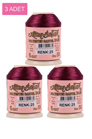 3 Adet Altınbaşak Oya ve Dantel İpi 20 gr - No: 025
