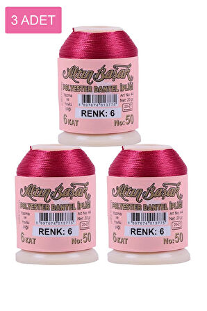 3 Adet Altınbaşak Oya ve Dantel İpi 20 gr - No: 006