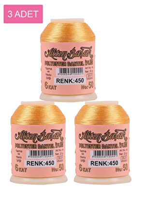 3 Adet Altınbaşak Oya ve Dantel İpi 20 gr - No: 450