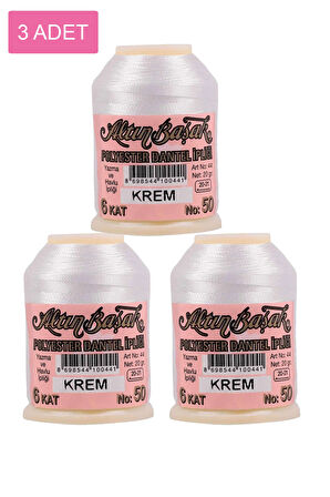3 Adet Altınbaşak Oya ve Dantel İpi 20 gr - No: KREM