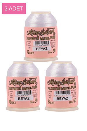 3 Adet Altınbaşak Oya ve Dantel İpi 20 gr - No: BEYAZ