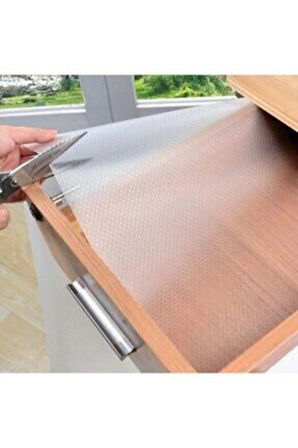 Sermat Sılver Eva Shelf Liner Şeffaf Kaydırmaz Raf Dolap Ve Çekmece Örtüsü 45 Cm X 10 Metre RF50