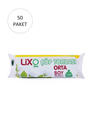 Orta Boy Çöp Torbası 55 x 60 cm 20 Li Rulo x 50 Paket = 1.000 Adet (Mavi)