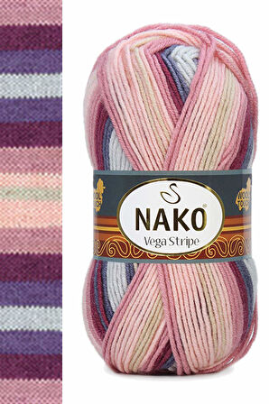 5 Adet Vega Stripe Premium Akrilik El Örgü İpi Yünü No: 82415