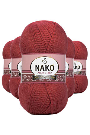 5 Adet Angora LüEl Örgü İpi Bordo 6679