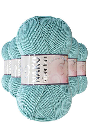 5 Adet Süper İnci El Örgü İpi 100 gr Mint Yeşili 2524