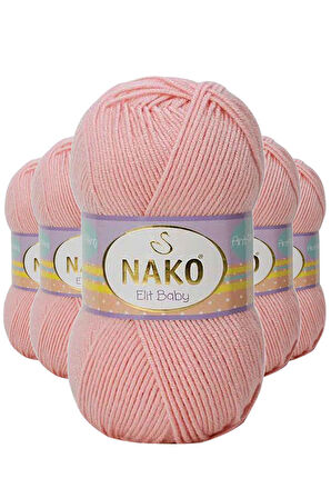 5 Adet Elite Baby El Örgü İpi Tüylenmeyen Bebek Yünü Pudra 6165