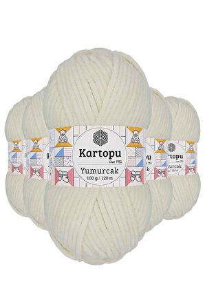 5 Adet Yumurcak Kadife El Örgü İpi Kırık Beyaz K011