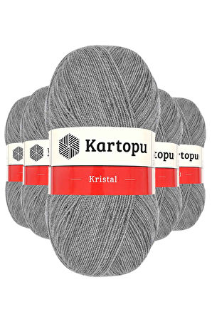 5 Adet Kristal Çift Katlı El Örgü Lif İpi Açık Gri K1001
