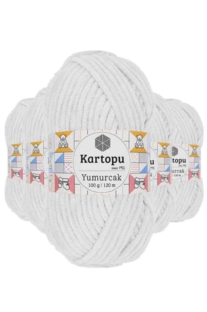 5 Adet Yumurcak Kadife El Örgü İpi Kar Beyaz K010 - kartopu mudanis