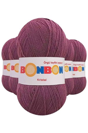 5 Adet Kristal El Örgü Lif İpi Koyu Gül Kurusu 98303 - bonbon mudanis