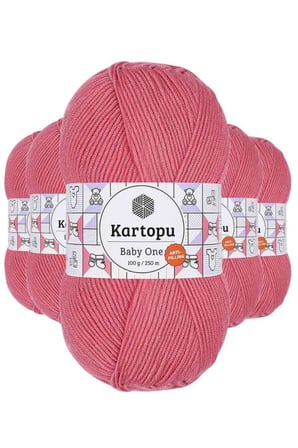 5 Adet Baby One Tüylenmeyen El Örgü İpi Yünü Şeker Pembe K244 - kartopu mudanis