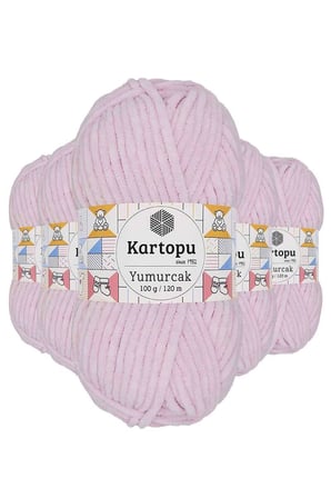 5 Adet Yumurcak Kadife El Örgü İpi Toz Pembe K1562 mudanis