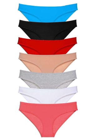 7 adet Süper Eko Set Likralı Kadın Slip Külot Set 3 — Beden: M