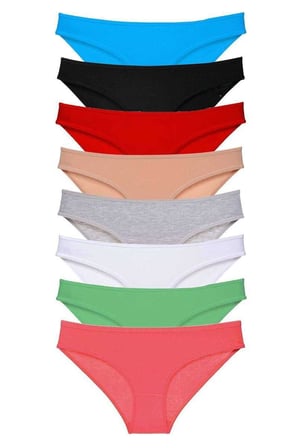 8 adet Süper Eko Set Likralı Kadın Slip Külot Set 3 — Beden: L