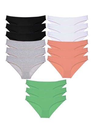 15 adet Süper Eko Set Likralı Kadın Slip Külot Siyah Gri Beyaz Pudra Yeşil — Beden: XL