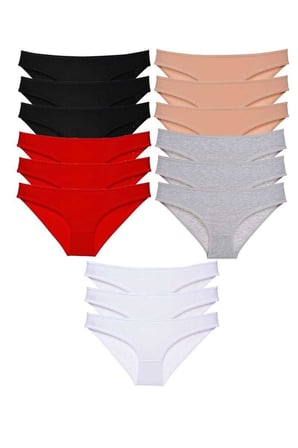 15 adet Eko Set Likralı Kadın Slip Külot Çok Renkli — Beden: XL