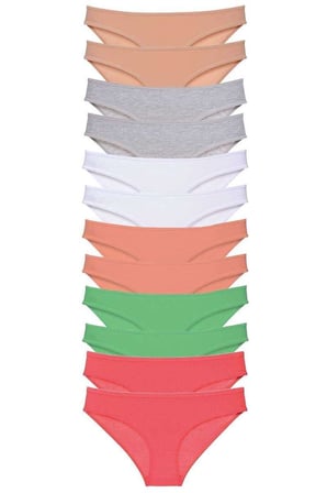 12 adet Süper Eko Set Likralı Kadın Slip Külot Set 6 — Beden: M