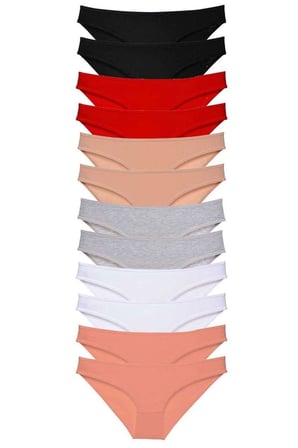 12 adet Süper Eko Set Likralı Kadın Slip Külot Set 1 — Beden: S