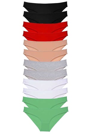 12 adet Süper Eko Set Likralı Kadın Slip Külot Set 2 — Beden: S