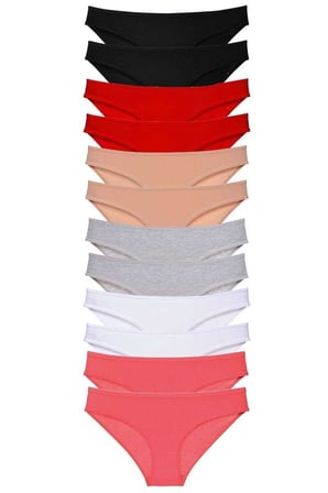 12 adet Süper Eko Set Likralı Kadın Slip Külot Set 3 — Beden: L