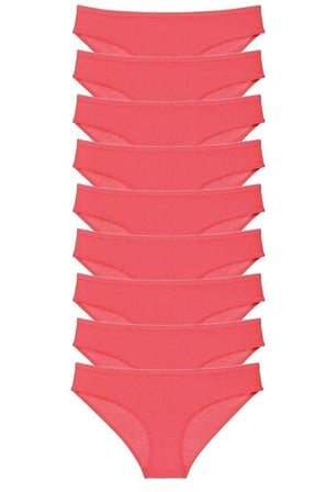 9 adet Süper Eko Set Likralı Kadın Slip Külot Fuşya — Beden: L
