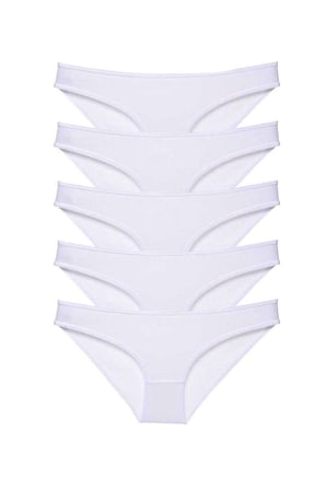 5 adet Süper Eko Set Likralı Kadın Slip Külot Beyaz — Beden: M