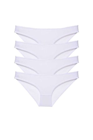 4 adet Süper Eko Set Likralı Kadın Slip Külot Beyaz — Beden: S