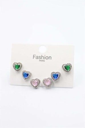 Kalp Set Küpe - Gümüş Renk: Gümüş 08648861