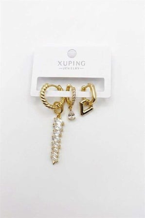 3'lü Xuping Küpe - Altın — Renk: Altın