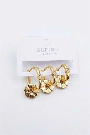 3'lü Xuping Küpe - Altın Renk: Altın 36137653