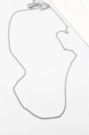 Çelik Zincir Kolye - 45 cm - Gümüş — Renk: Gümüş
