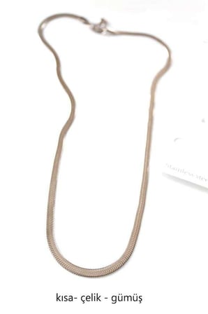 Kısa İtalyan Çelik Kolye-45 CM - Gümüş — Renk: Gümüş