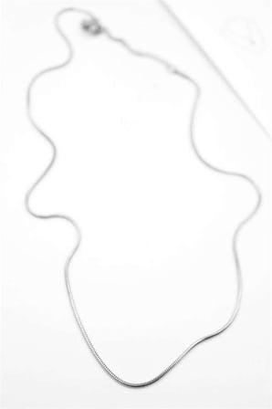 Yılan Zincir Kolye - 46cm - Gümüş Renk / Beden: Gümüş / 46cm 046 - Pembe
