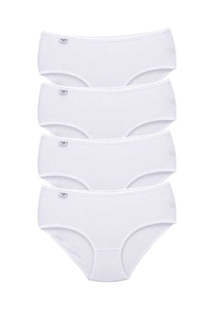 4 Adet Tutku Kadın Yüksek Bel Bato İnce Lastik Külot Beyaz — Beden: 2XL