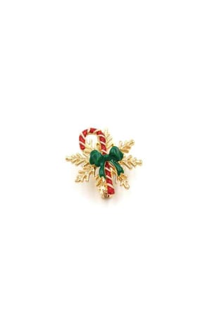 Yılbaşı Noel Şekeri Broş - Altın — Renk: Altın